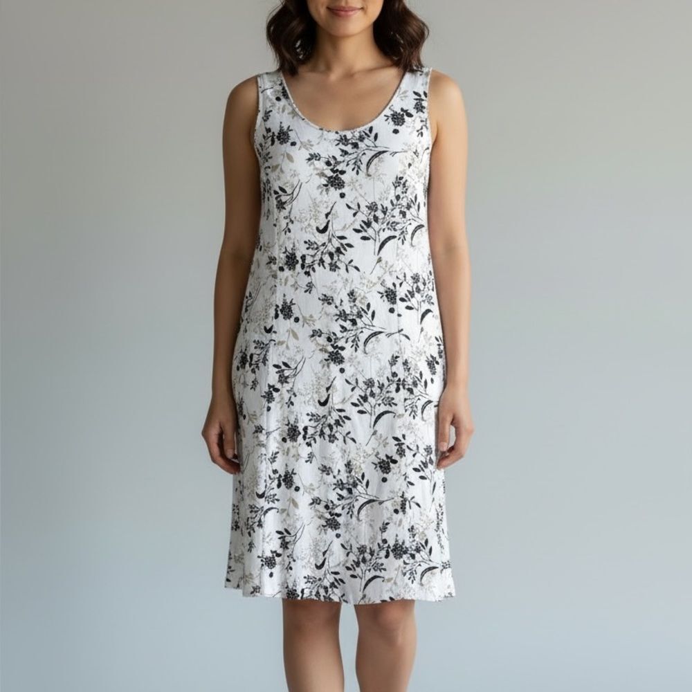 Black Tan White Shift Dress Med 8